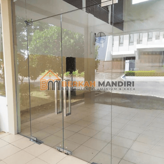 Spesialis pintu toko aluminium Pondokgede Bekasi model frameless minimalis