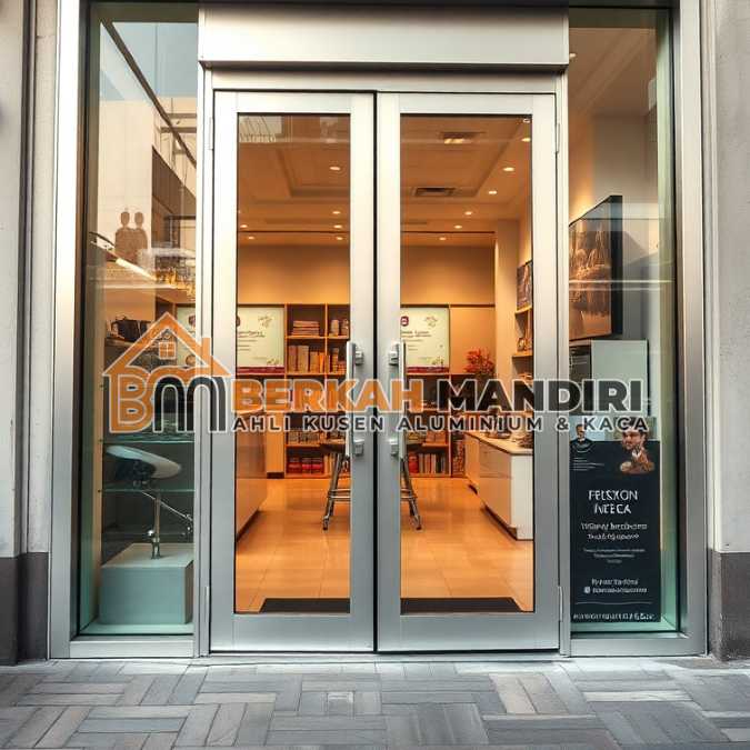 Spesialis pintu toko aluminium Jatiasih Bekasi kusen 4 inch tebal kokoh