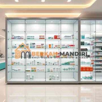 Pusat Pesanan Display Kaca Aluminium Apotek Bekasi Timur