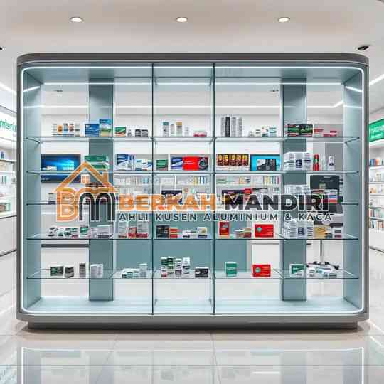Pusat Pesanan Display Kaca Aluminium Apotek Bekasi Timur