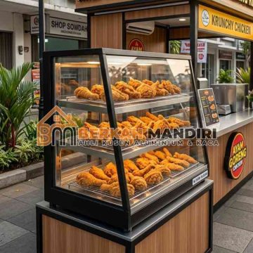 etalase ayam crispy portable mudah dibersihkan