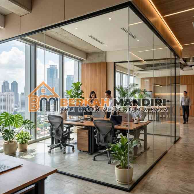 partisi kaca kantor Bekasi Minimalis bongkar pasang murah