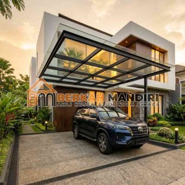 carport atap kaca Bekasi desain modern minimalis