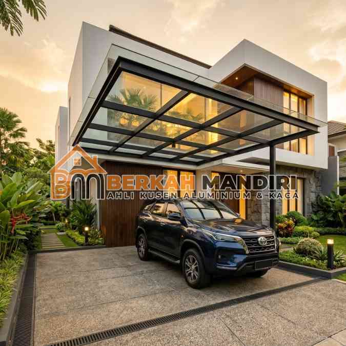 carport atap kaca Bekasi desain modern minimalis carport atap kaca Bekasi desain modern minimalis