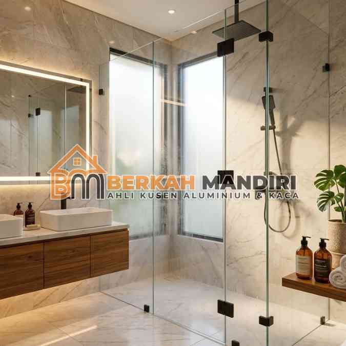 shower box kaca Bogor untuk villa kaca tempered anti pecah
